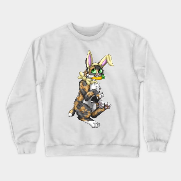 Bobtail BunnyCat: Tortie-Tabby (Yellow) Crewneck Sweatshirt by spyroid101